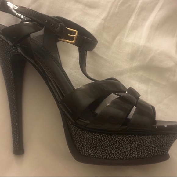 YSL Limited Edition Stingray Pebble Tribute Platform 👠 Sz 37 Excellent Condition - Picture 6 of 15